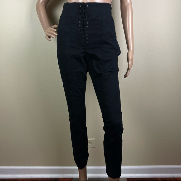 NEW A.L.C. REVOLVE BLACK LACE-UP CROPPED PANTS - Picture 2 of 7
